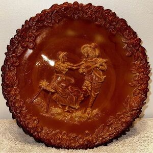 McKee‎ Chocolate Glass Cameo Serenade 8.5” Plate Troubadour WOW Vintage
